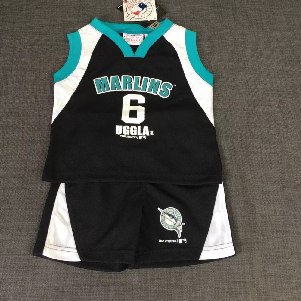 MLB jersey set Florida Marlins DAN UGGLA#6-Genuine SET Sz 2T—-4T Black/Green